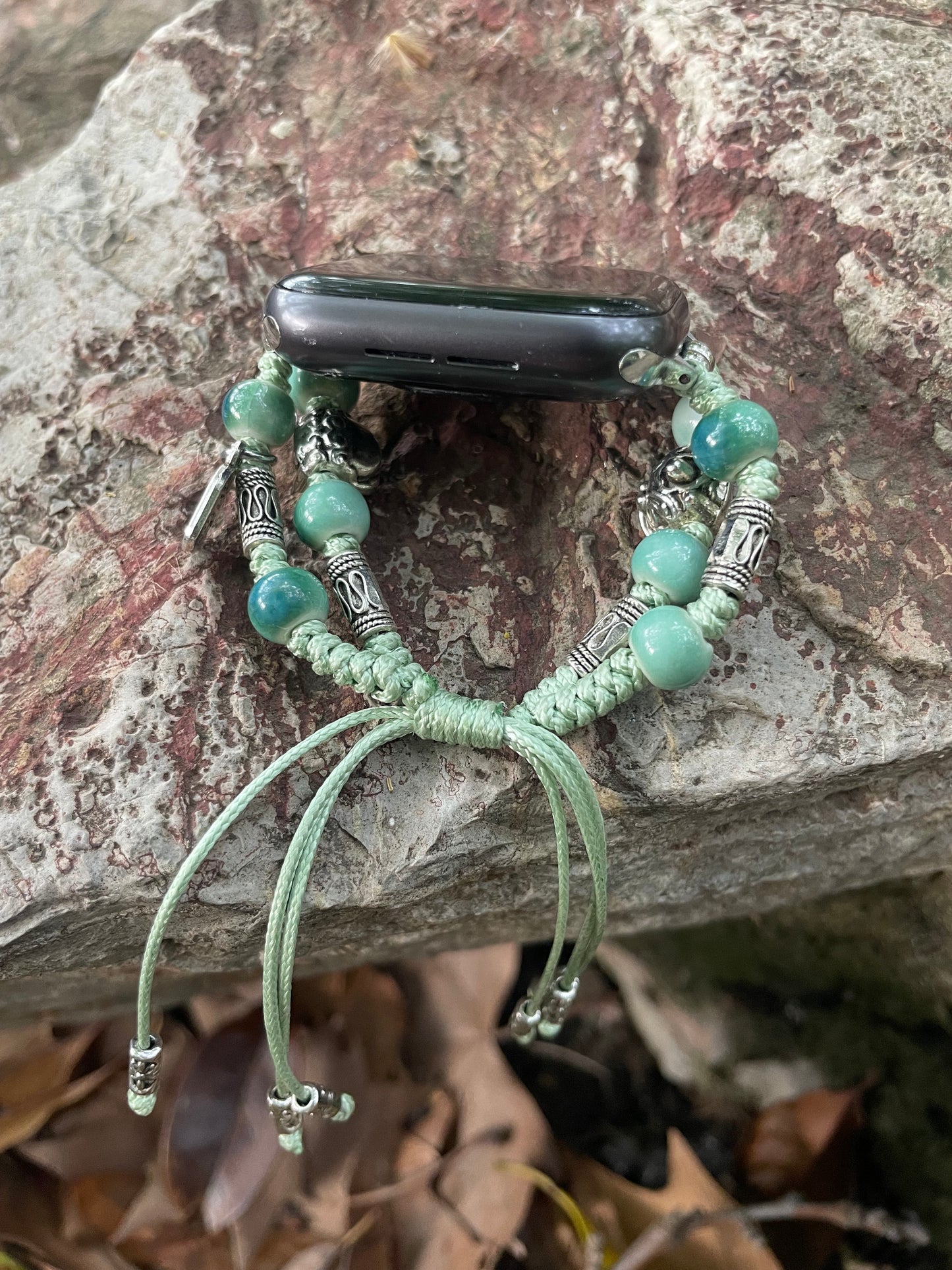 Ceramic Bead & Tassel Apple Watch Strap - Spring Sprout